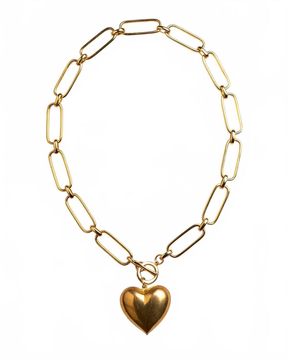 NEW CARA BROWN DESIGNS women's vintage puffed heart necklace in gold